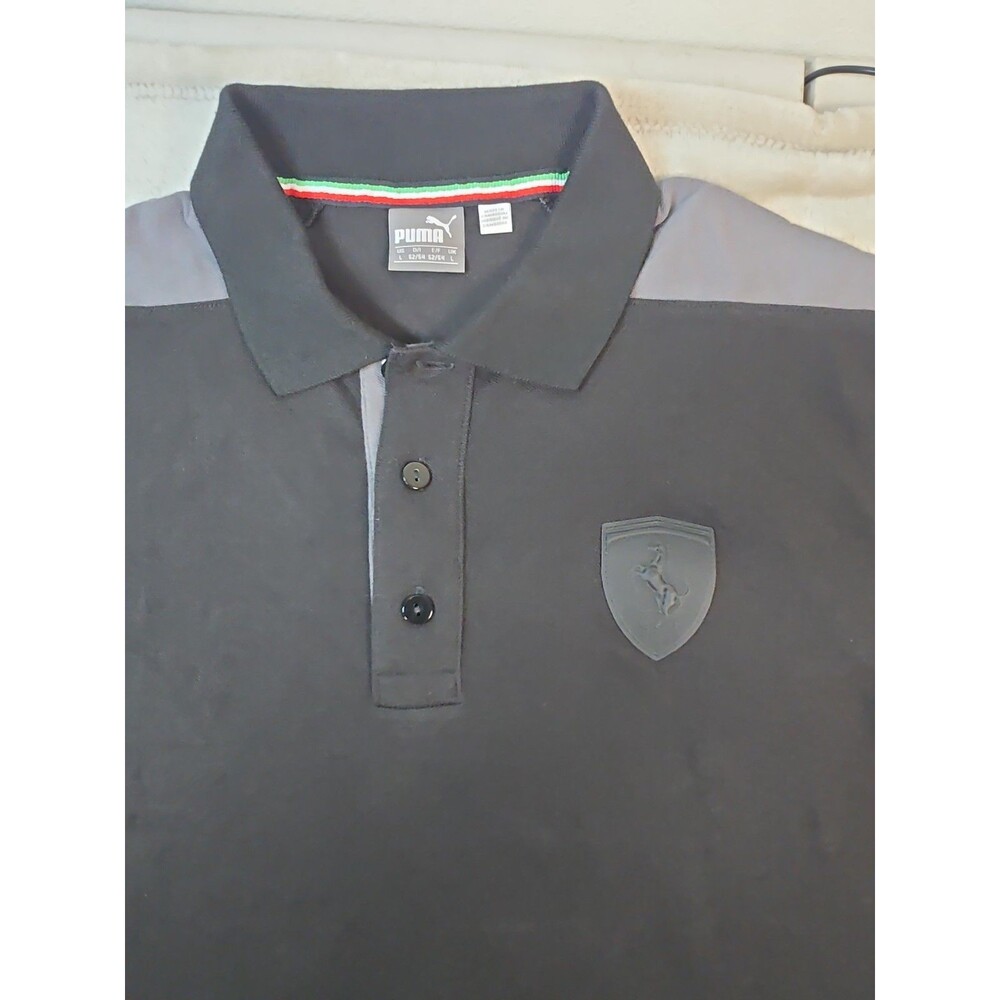 Puma Scuderia Ferrari Polo Shirt Men’s L Black Short Sleeve 1/4 Zip Cotton